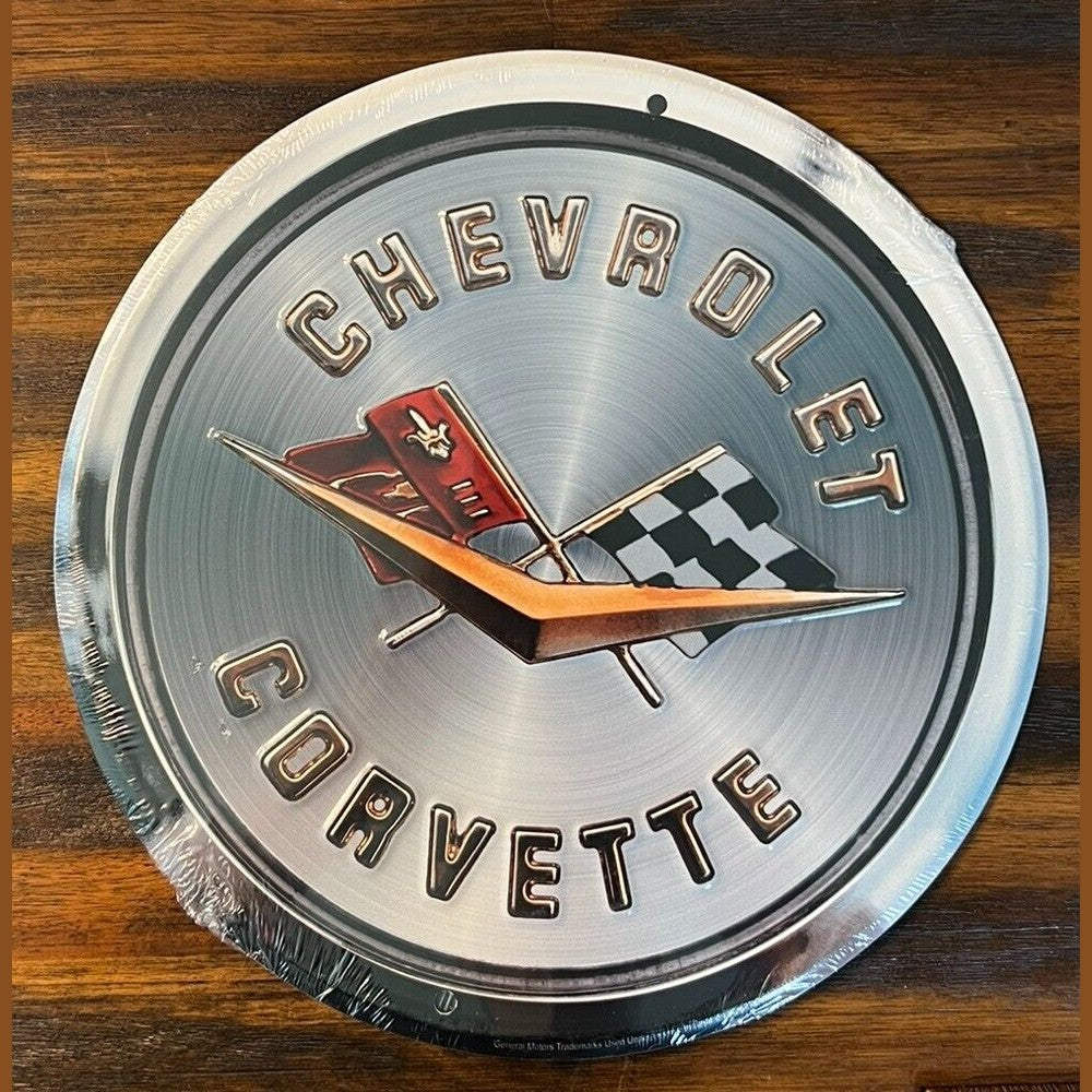Chevy Corvette Embossed Licensed Novelty 12" Diameter Circular Sign NEW! Home & Garden:Home Décor:Plaques & Signs Style Your Walls